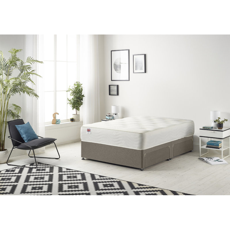Copple Bed with Mattress, Charcoal, Small Double (4'), 2 Drawers