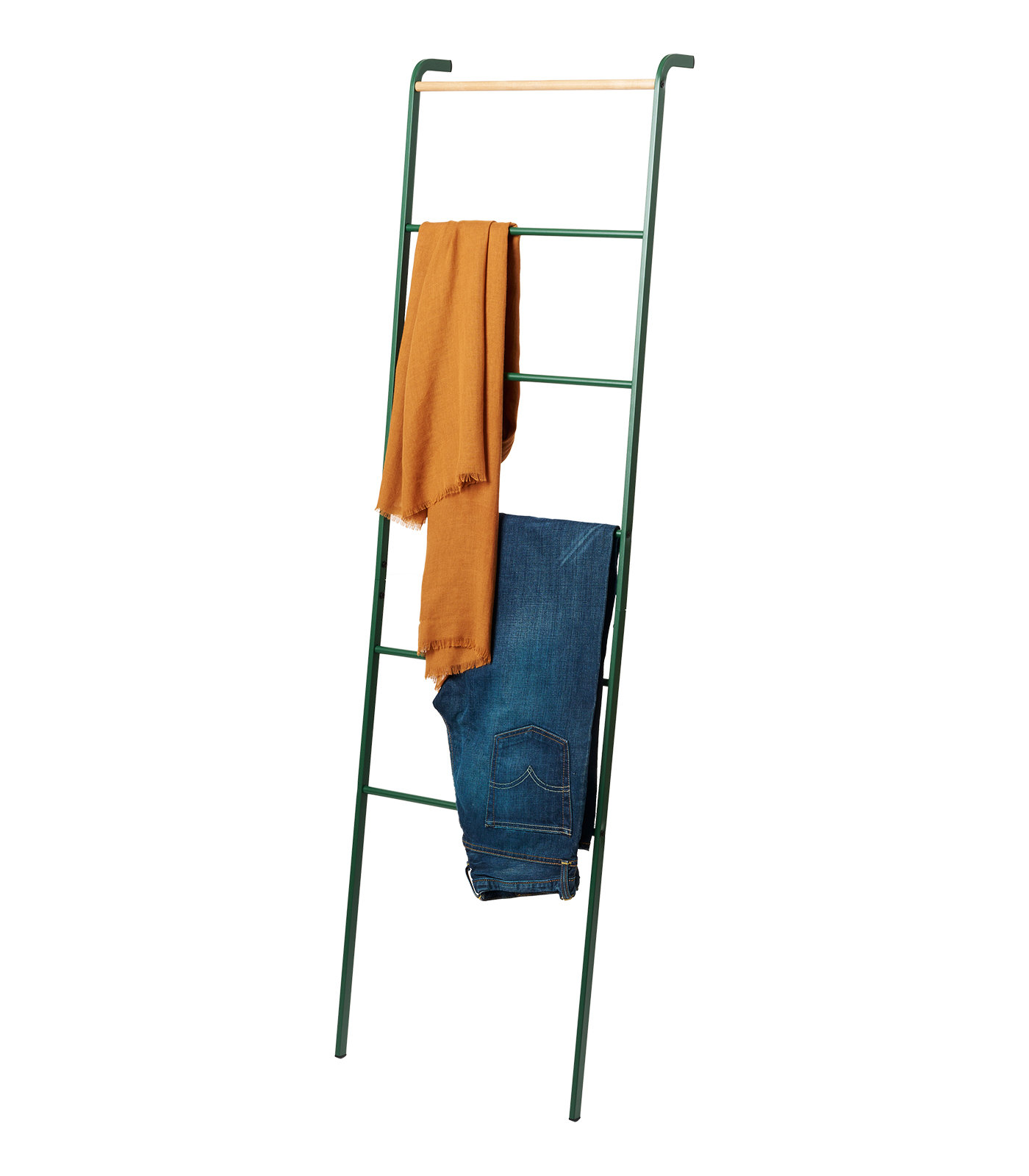 Yamazaki Home Leaning Ladder Rack, Steel, Forest Green