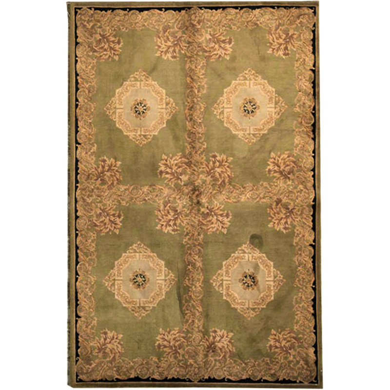 Hand-Knotted High-Quality Green Area Rug