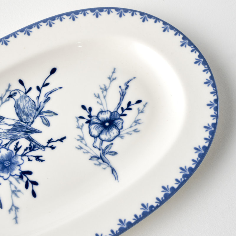 Plateau de service en porcelaine Bleu Blanc