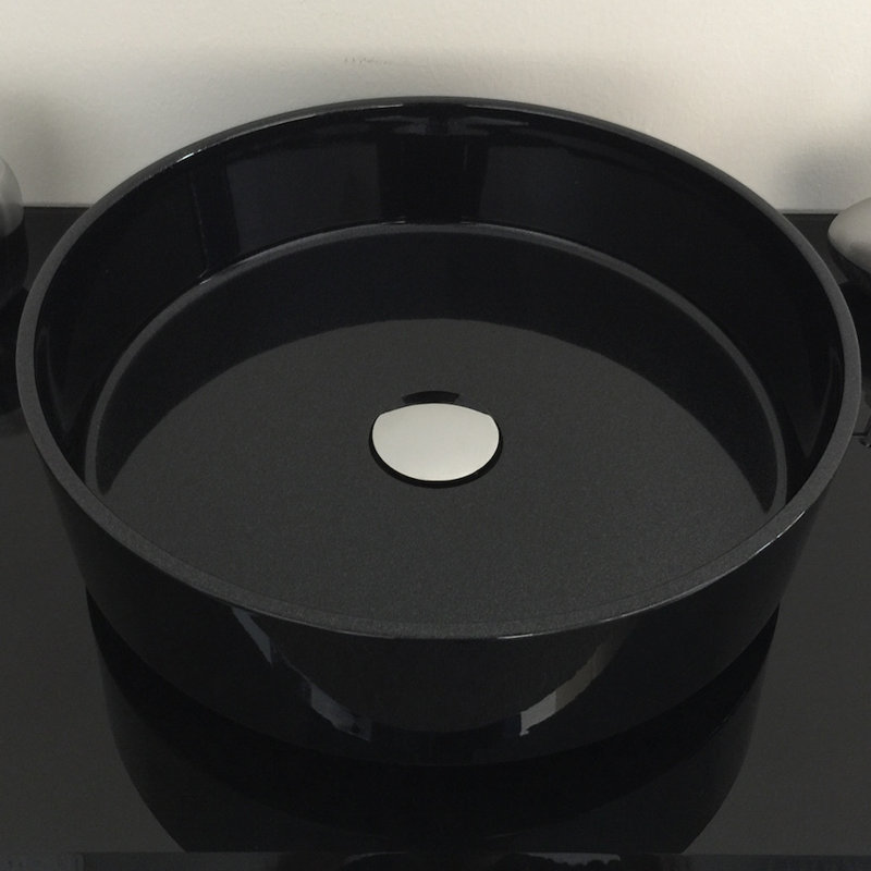 Lavabo de salle de bain vasque circulaire Rho, Noir Starlight