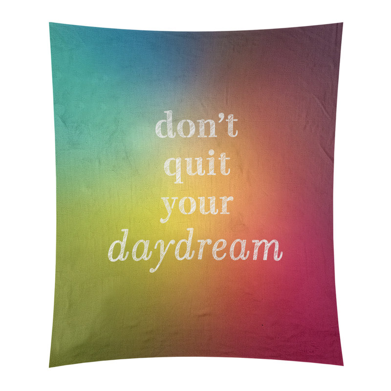 Polyester à la main ne pas quitter votre tapisserie daydream quote, H 80 po x l 68 po, Arc-en-ciel