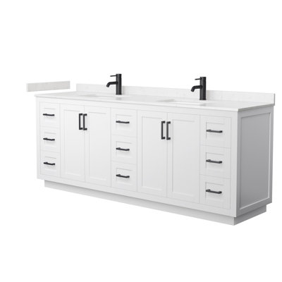 Miranda 84" Freestanding Double Bathroom Vanity with Cultured Marble Top