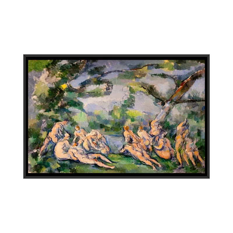 «Bathers 1» par Paul Cezanne, reproduction d'art sur toile, H 18 po x l 26 po x P 1,5 po, Toile avec cadre noir, Pas de tapis