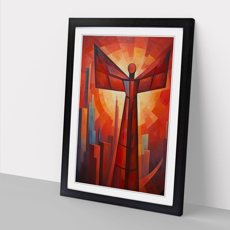 Single Picture Frame Print on Wood, 64cm H x 46cm W, Black Framed