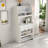Buffet With Hutch And Foldable Dining Table, Storage Shelves, Side Hooks And A Cabinet With Sliding Doors