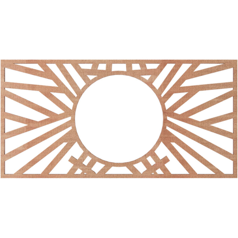 22"W x 11"H x 8 1/8"ID x 1/4"T Hoover Wood Fretwork Pierced Ceiling Medallion, Birch, Cherry, 11" H x 22" W x 0.25" D