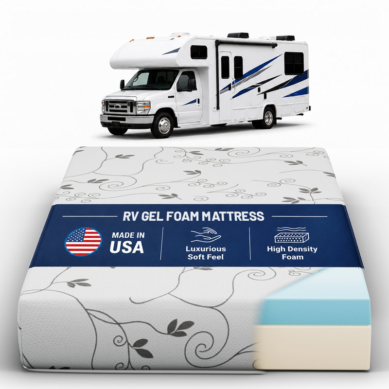 10-Inch High-Density Cooling Gel Memory Foam RV Mattress Replacement, Medium Firm, Camper Vans, 80" X 34", 10", 80" x 34"