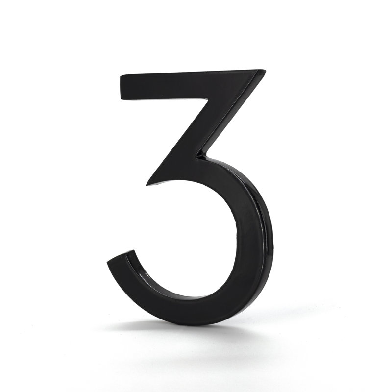 16 in. Floating Mount House Number, 3, Black
