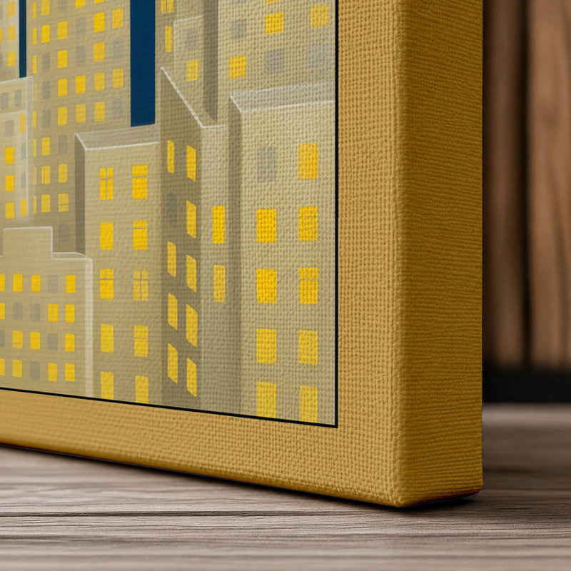 Nocturne Skyline Art Deco - Wrapped Canvas, 18x12 - 45.7 x 30.5 cm, Ochre Border