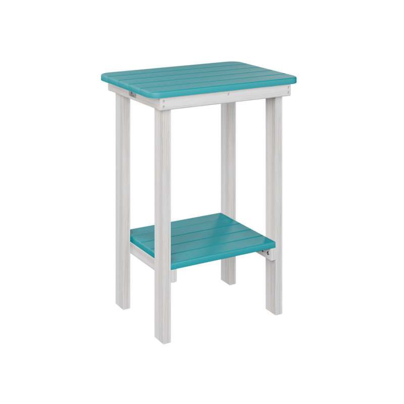 Outdoor Rectangle Side Table, Seashell, Aruba Blue