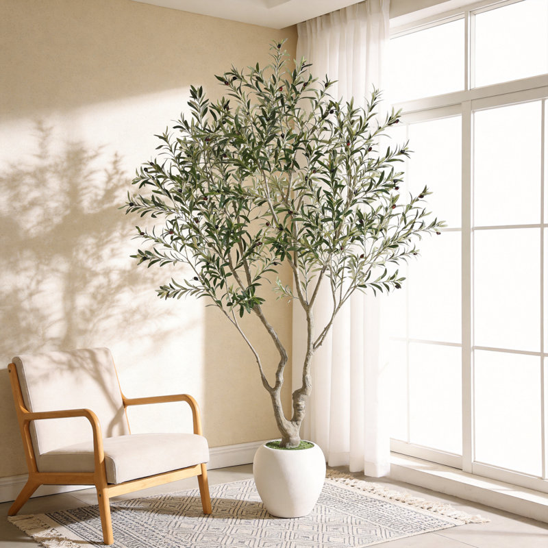 Artificial Potted Olive Tree, 96" H x 47" W x 47" D