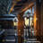 21" Outdoor Pendant Lights Hanging Lantern Light With Matte Black Finish Striped Glass