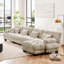 Canapé modulaire 4 places à assise profonde avec 1 repose-pieds convertible pour salon, appartement, studio et bureau-1836096225-1836096229