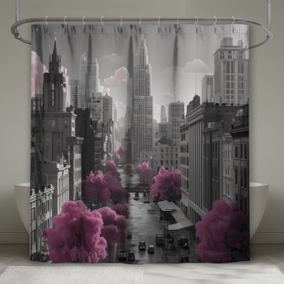 Rideaux de douche Pink Trees Cityscape