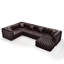 Ensemble de canapé modulaire en forme de L de 132,5 po, canapé modulaire rembourré en similicuir 5 places avec conception touffetée à la main pure, 1 repose-pieds et 5 coussins, combinaison multiple pour le salon, brun foncé