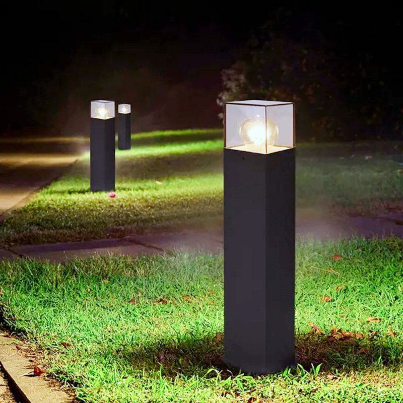 Bande d'éclairage urbain 31,5 pouces avec base pour ampoule E26 (ampoule non incluse), éclairage de voie d'éclairage moderne, câblé, noir