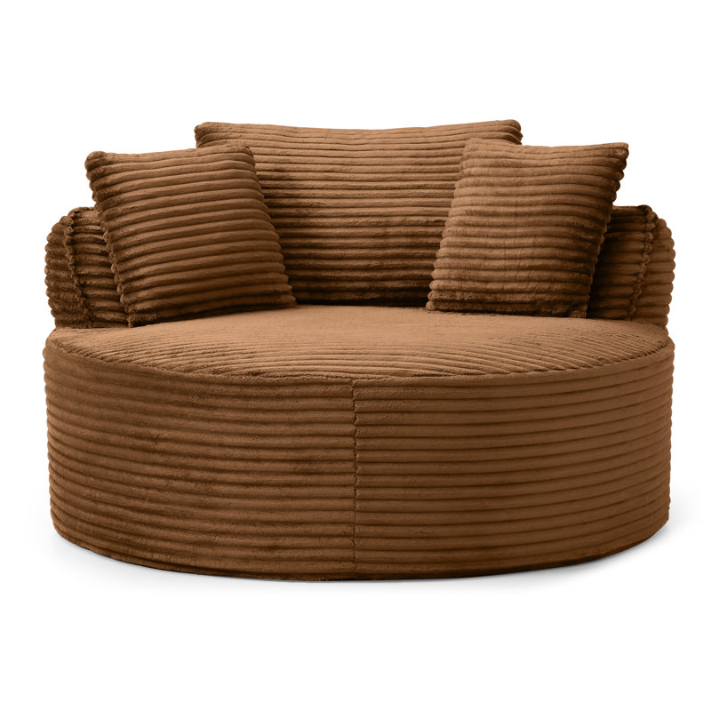 Chaise ronde, Velours côtelé orange