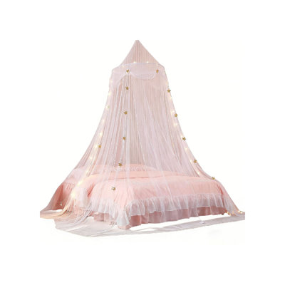 Princess Bed Canopy for Girls with Gold Stars (No Lamp)  (White Style)