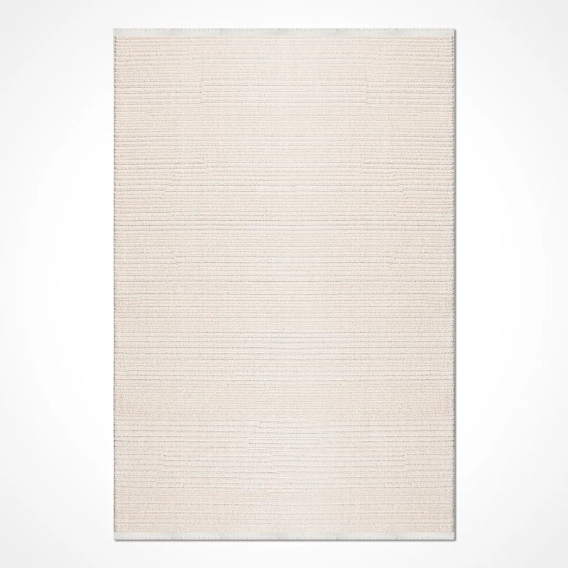 Tapis blanc moderne en polyester Margin facile à nettoyer, 4 pi x 4 pi