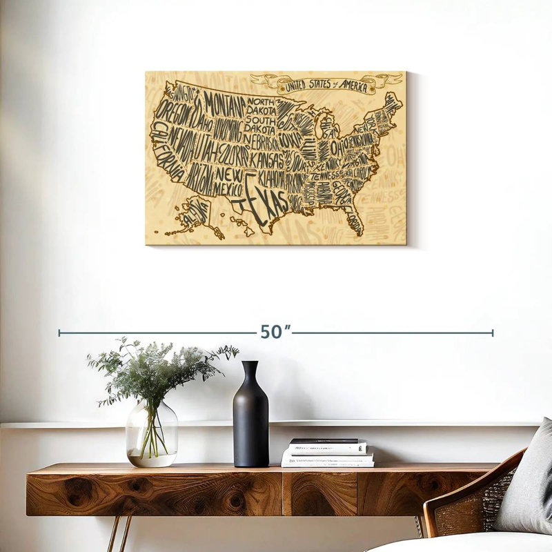 Aliaz Text USA Map, 20" H x 30" W