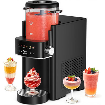 Slushie Machine, Ice Cream Maker, Slushy Machine For Home And Families, No Ice Needed With Rapid Chill & Temperature Control, Multi-function For Margarita, Frappé, Easy To Clean, Black