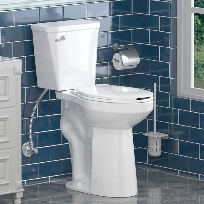 21＂Extra Tall Toilet With Elongated Seat, Two-piece Toilet With Powerful Flush, Map1000g