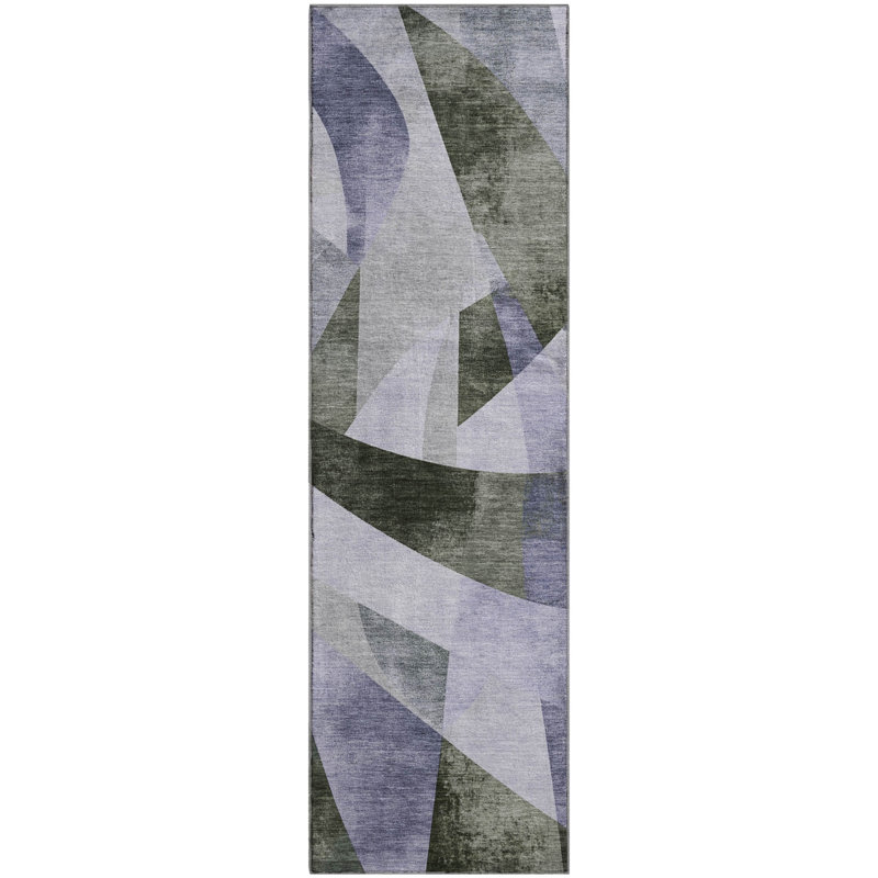 Premium Machine Washable Ashington AMF1836 Swirls Rug, Runner 2'3" x 7'6"