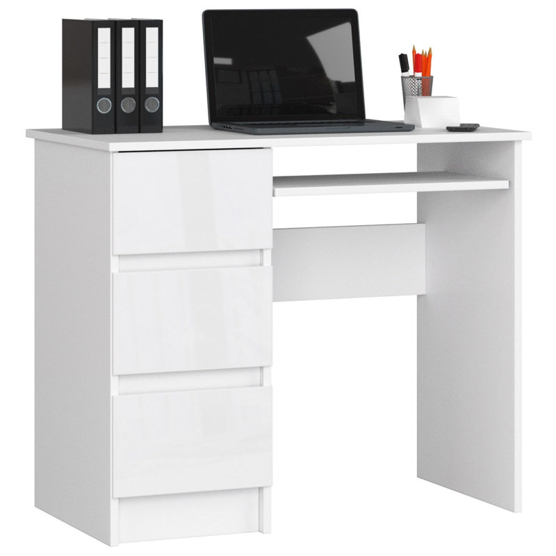 Eldwin Computer Desk, Left, Gloss White