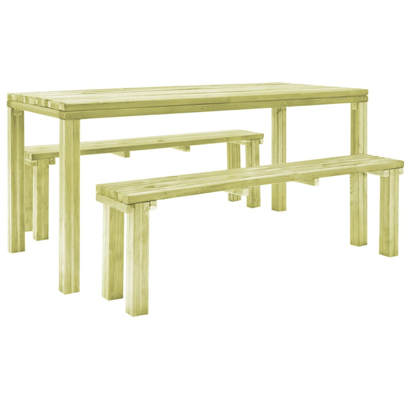 4 - Person Pine Solid Wood Patio Dining Set Rectangular Table