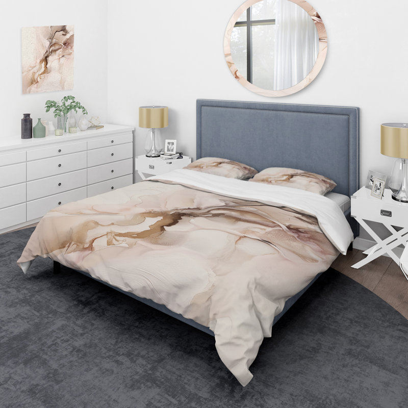 Ensemble de housse de couette en microfibre / polyester brun délicat Marble I