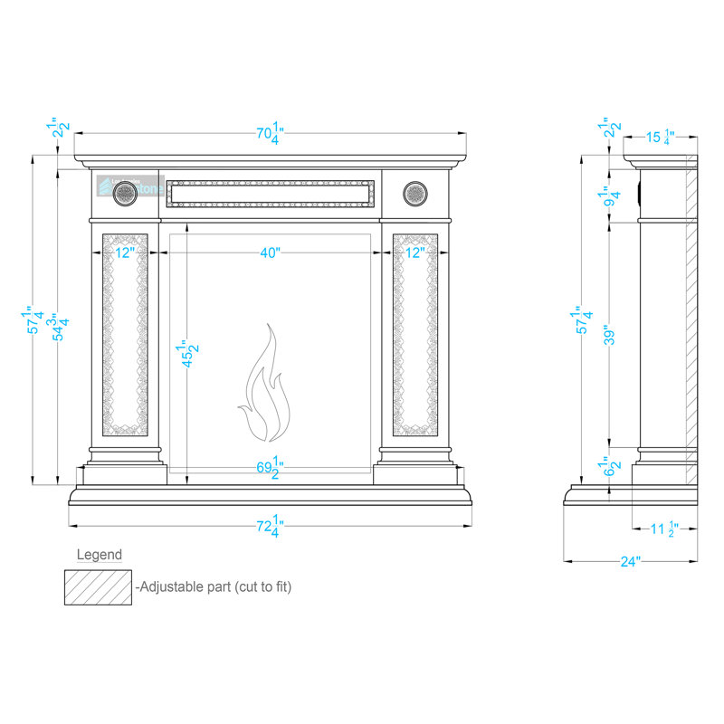 Bordure de foyer Berlin, Blanc lisse
