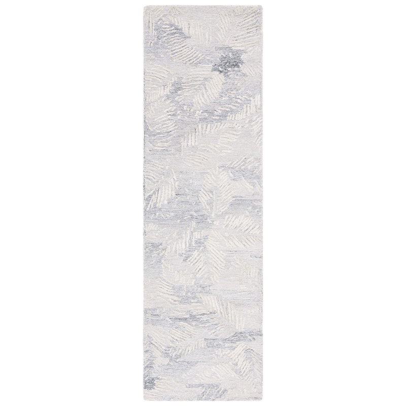 Tapis floral gris / ivoire Willowbrook, Tapis de couloir 2 pi 3 po x 8 pi