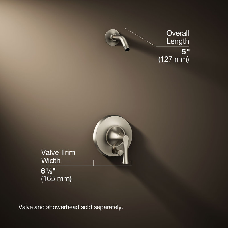 Ensemble de garniture de douche Buckley Rite-Temp avec inverseur à bouton-poussoir, sans pomme de douche, Nickel brossé