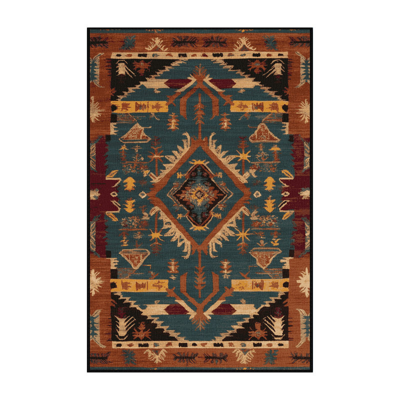 Washable Festival Tribal and Bohemian Patterns Music Area Rug, Rectangle 7' x 10'