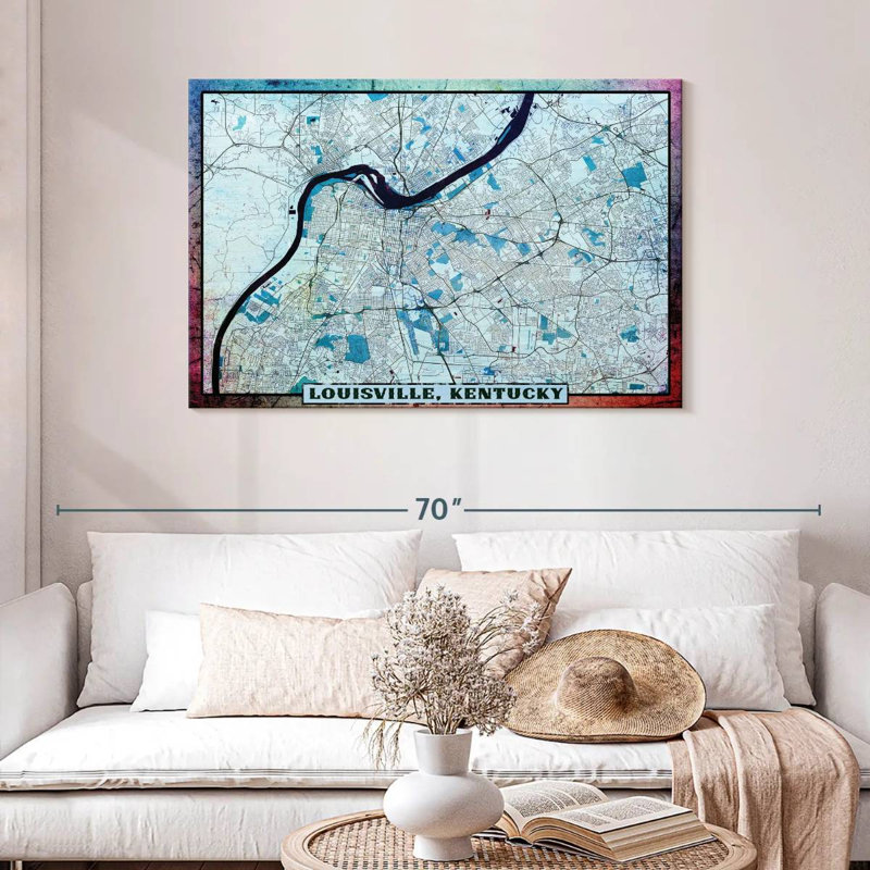 Carte de la ville de Aliaz Louisville, H 30 po x l 45 po