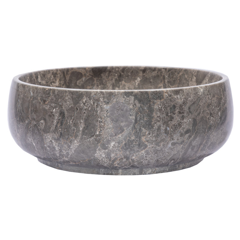 Gray/Brown Stone Circular Vessel Bathroom Sink