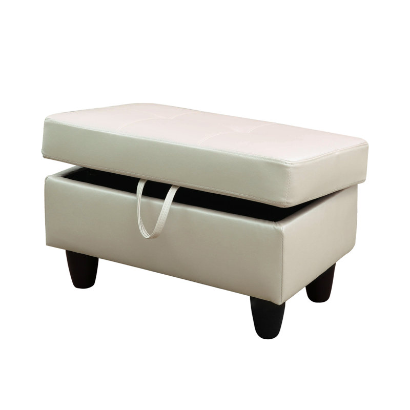 Repose-pieds moderne en similicuir avec espace de rangement pour canapés, Blanc