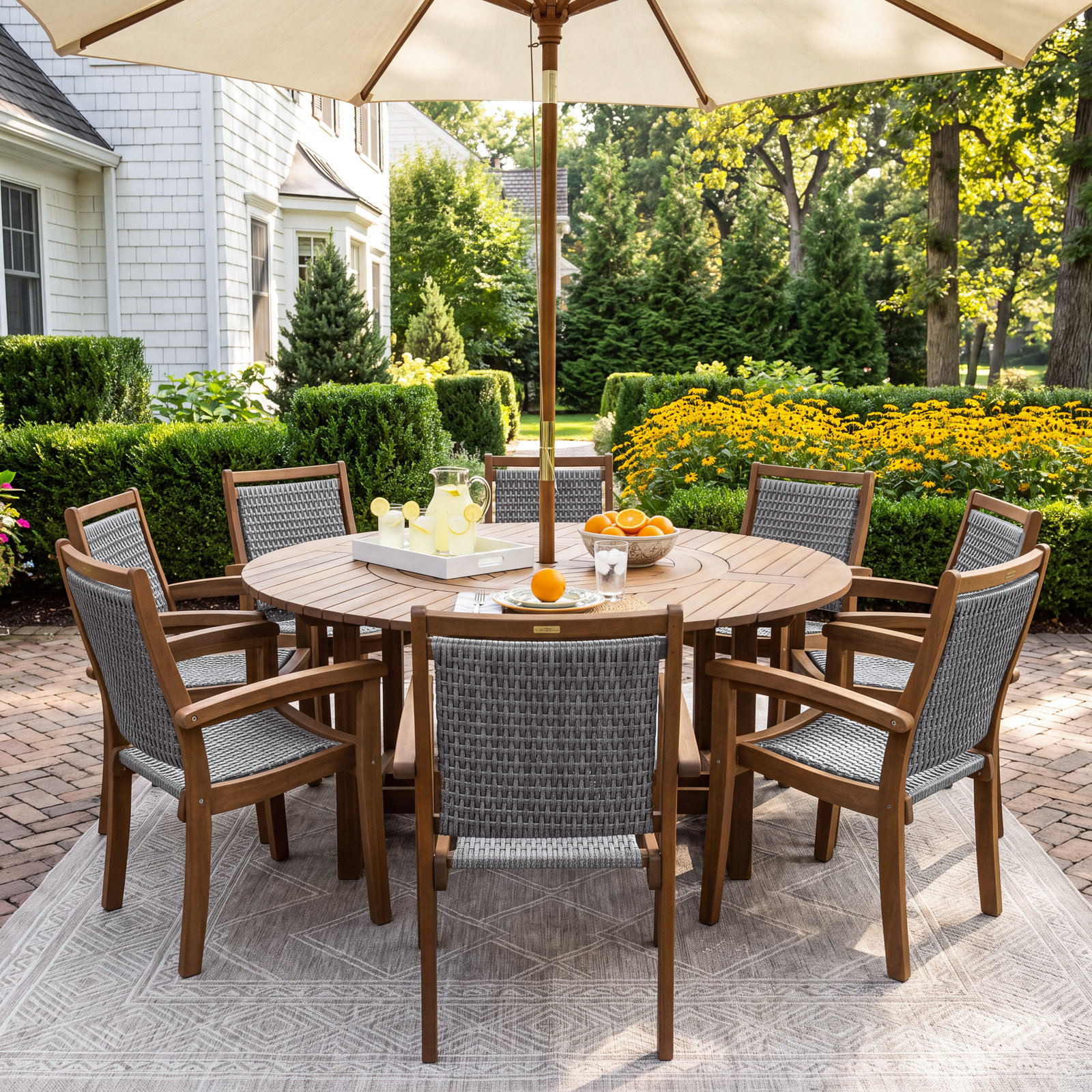 Fleur 63" Eucalyptus Patio Dining Set
