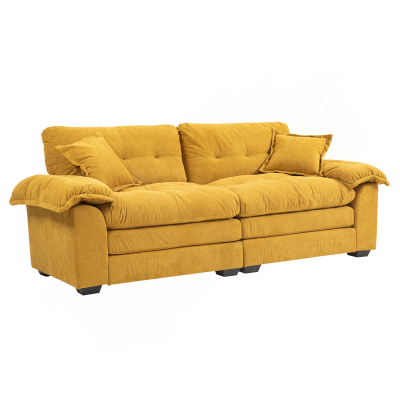 84 po. Chenille 84 po. Petit canapé-causeuse à assise profonde avec 2 coussins décoratifs et mousse mémoire pour le salon