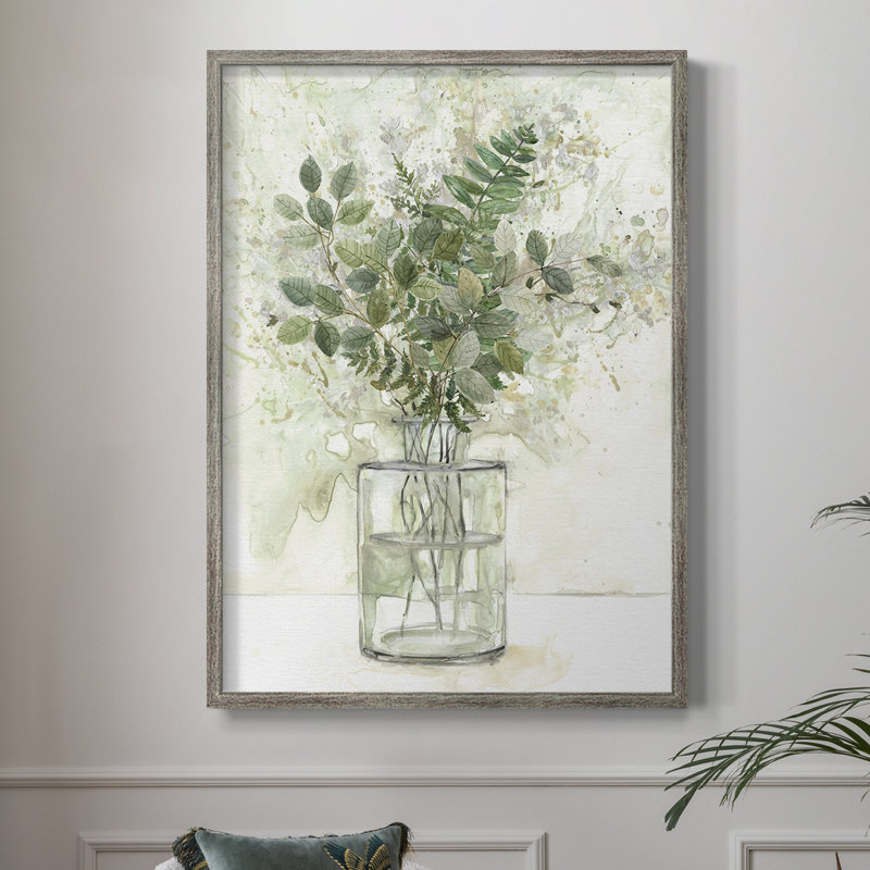 Delicate Greenery I Framed Print - Solid Wood 46945, 30" H x 24" W
