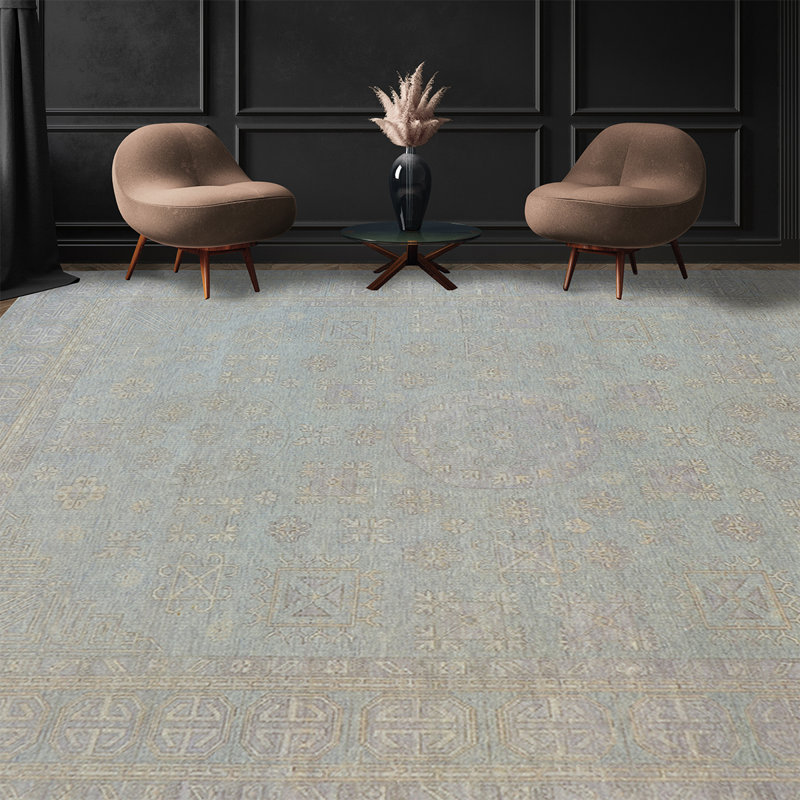 Wool Oriental Area Rug in Gray, Rectangle 10' x 14'