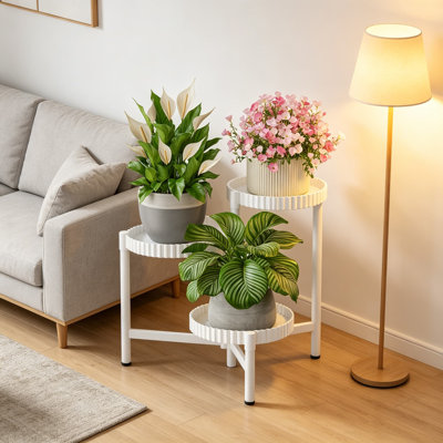 Support pour plante à 3 niveaux, support pour plante d'intérieur et d'extérieur, support pour pot de fleurs à plusieurs niveaux