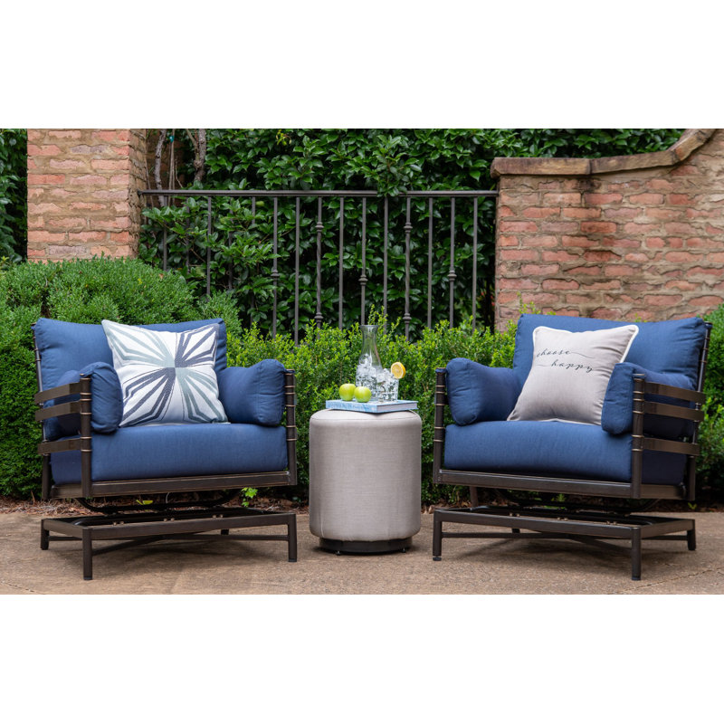 Lancaster Outdoor Ottoman, Cast Ash Sunbrella® Plainweave