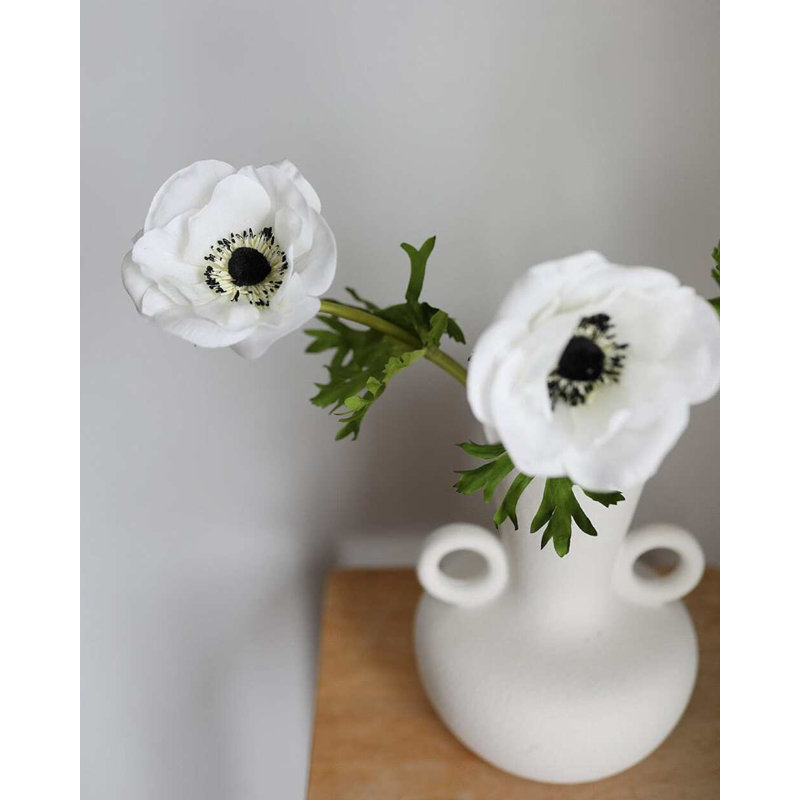 Real Touch Soft Peach Anemone 17.5", White