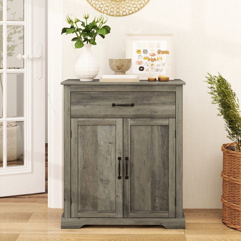 Buffet Buffet de style moderne gris avec tiroir et tablettes réglables