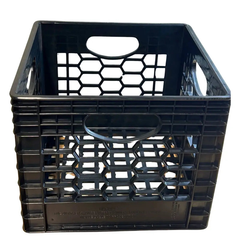 Caisses à lait noires robustes pour le rangement, l'organisation et plus - polyvalentes et durables empilables, 24 pte