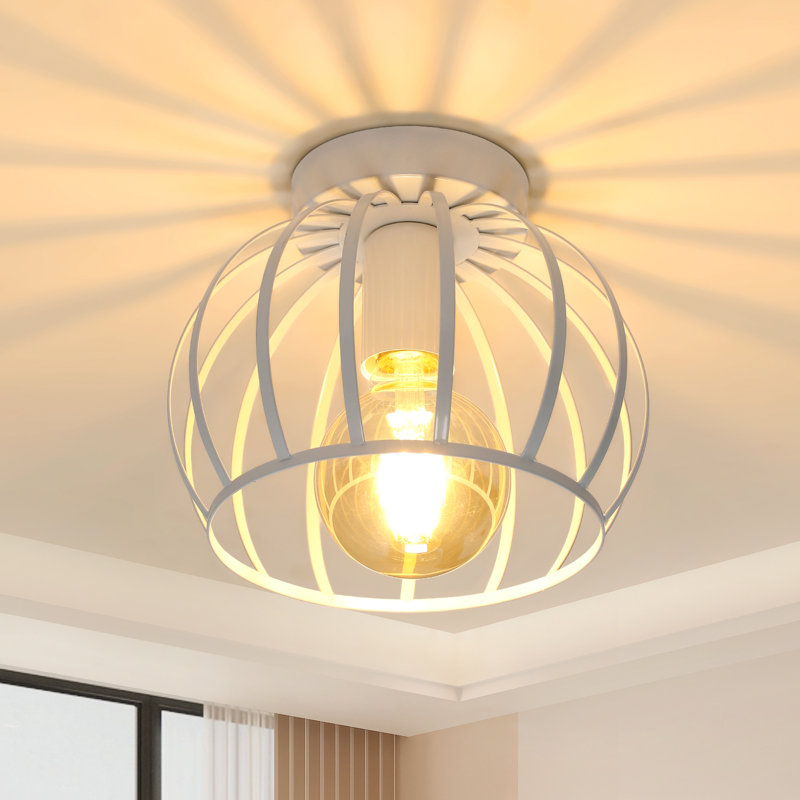 Vintage Semi Flush Mount Ceiling Light Fixture, White