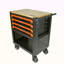 Chariot à outils multifonctionnel à 4 tiroirs avec roulettes et plateau en bois orange-121650184