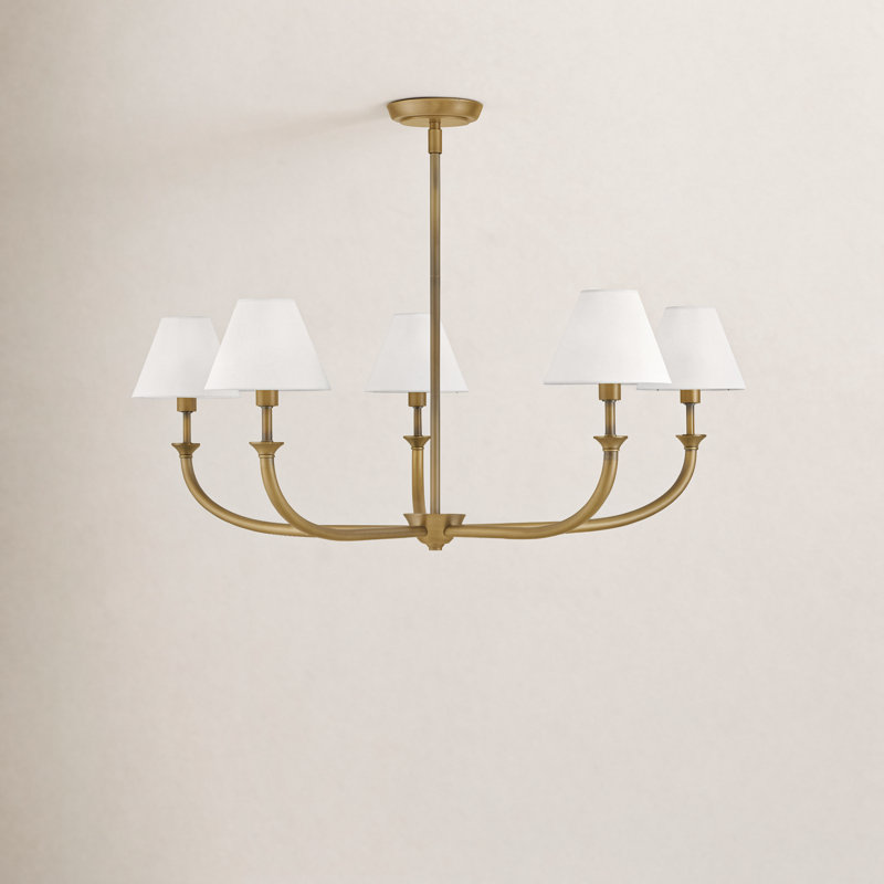 Lustre en acier 5 lumières Greta, Doré